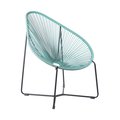 Armen Living Acapulco Indoor Outdoor Steel Papasan Lounge Chair with Wasabi Rope LCACSIWSB